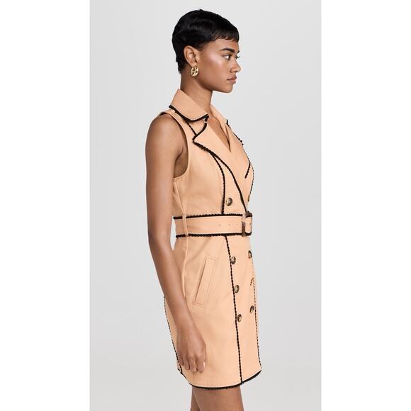 $475 L'agence hale trench mini dress Soft Camel 100% Cotton Size 6 - Picture 9 of 12